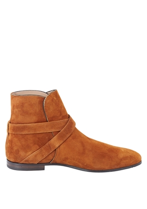 Salvatore Ferragamo Mens Brown Twist Leather Gancini Strap Ankle Boots