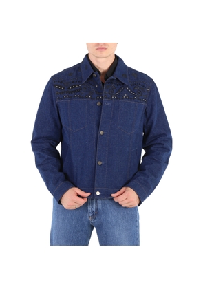 Roberto Cavalli Mens Dark Blue Cotton Denim Jacket