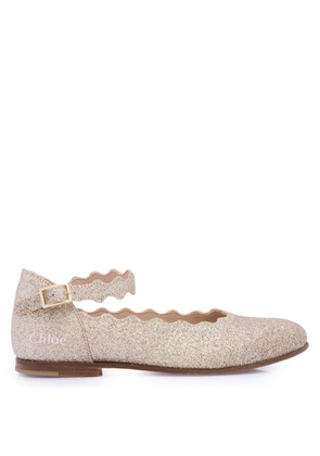 Chloe Girls Light Brown Glitter-Detail Ballerina Shoes