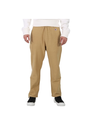 Champion Mens Beige Cotton Logo Long Sweatpants