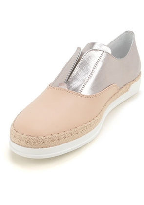 Tods Ladies Slip on Sneakers with Mettalic Effect in Light/Metal Gold