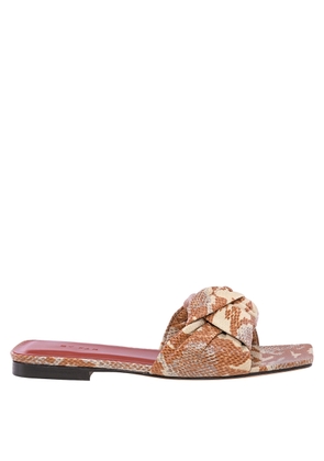 By Far Ladies Almond Knotted Snake-print Slides