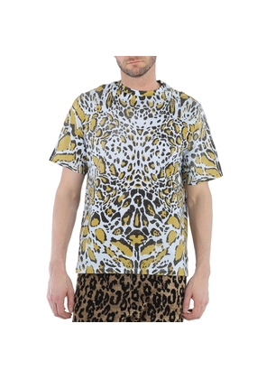 Roberto Cavalli Mens Sun Bleached Lynx Print Cotton Jersey T-shirt