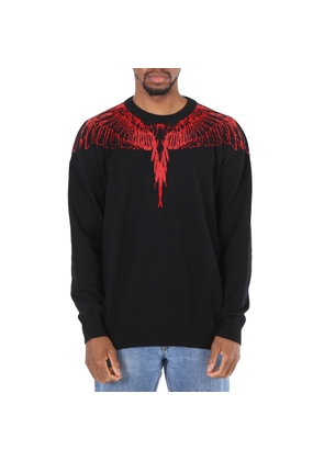Marcelo Burlon Mens Black Red Icon Wings Sweater