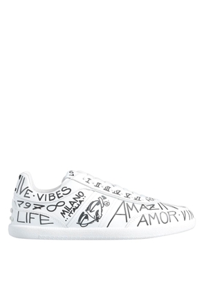 Tods Mens White Leather Branded Print Low-Top Sneakers