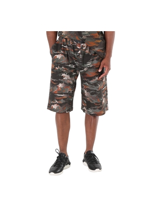 White Mountaineering Mens Graphic-Print Wide-Leg Shorts