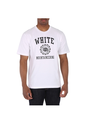 White Mountaineering Mens White Short Sleeve College Logo Print T-Shirt