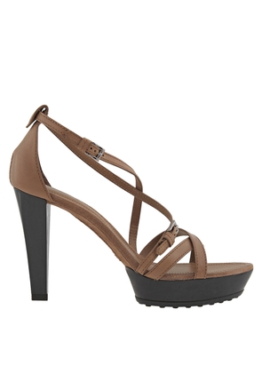 Tods Womens Leather Sandals in Light Tobacco