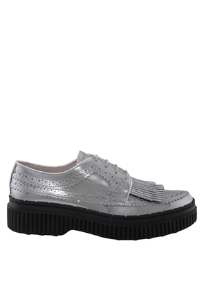 Tods Silver Leather Lace-up Brogue Shoes