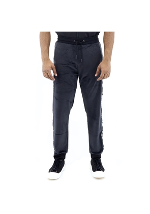 Roberto Cavalli Black Velour Logo Stripe Sweatpants