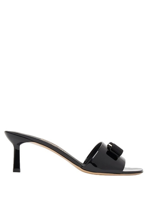 Salvatore Ferragamo Ladies Black Patent Calfskin Vara Bow Slide Sandals