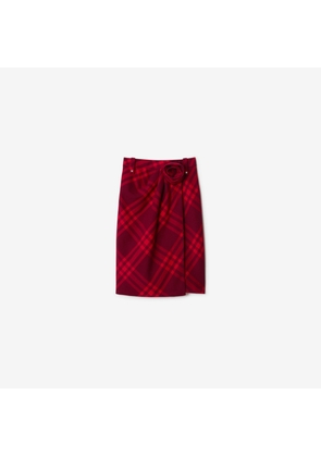 Burberry Check Wool Wrap Skirt