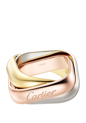 Cartier Large Yellow, White And Rose Gold Trinity Ring