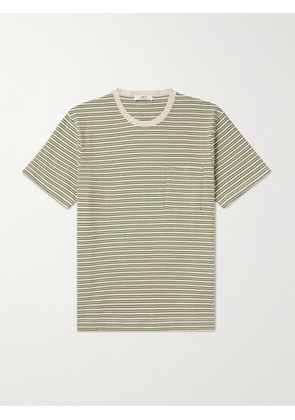 Mr P. - Striped Organic Cotton-Jersey T-Shirt - Men - Green - XS
