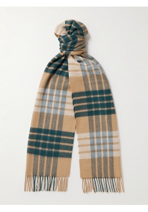 Johnstons of Elgin - Fringed Checked Wool Scarf - Men - Neutrals