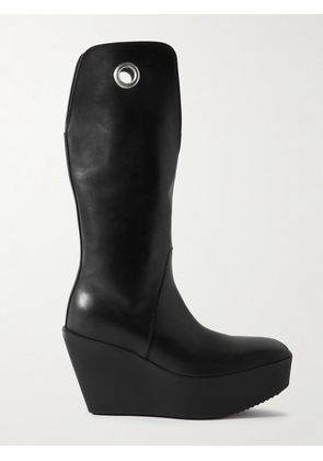 Rick Owens - Kowboy Eyelet-Embellished Leather Platform Boots - Men - Black - EU 40
