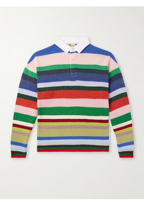 SAINT Mxxxxxx - LASTMAN Cotton Poplin-Trimmed Striped Knitted Polo Shirt - Men - Multi - S