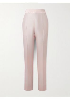 TOM FORD - Atticus Slim-Fit Tapered Wool and Silk-Blend Twill Suit Trousers - Men - Pink - IT 46