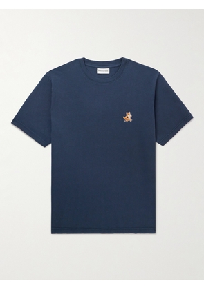 Maison Kitsuné - Logo-Appliquéd Cotton-Jersey T-Shirt - Men - Blue - XS