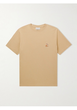 Maison Kitsuné - Logo-Appliquéd Cotton-Jersey T-Shirt - Men - Brown - XS