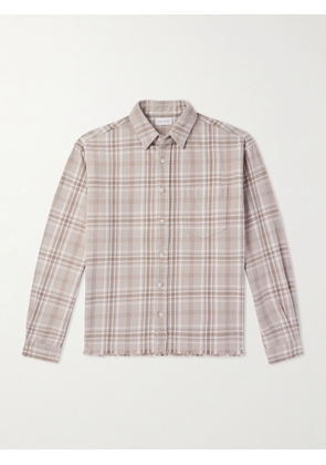 John Elliott - Hemi Frayed Checked Cotton-Flannel Shirt - Men - Neutrals - S
