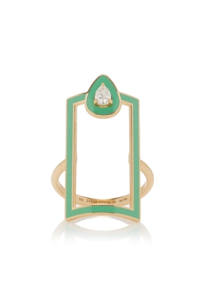 Savolinna Jewelry - Lemonade Enameled 18K Yellow Gold Diamond Ring - Green - US 7 - Moda Operandi - Gifts For Her