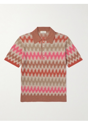PIACENZA 1733 - Jacquard-Knit Linen and Cotton-Blend Polo Shirt - Men - Pink - IT 46