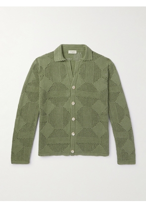 PIACENZA 1733 - Crocheted Linen and Cotton-Blend Shirt - Men - Green - IT 46