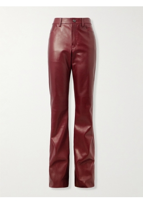 Versace - Slim-Fit Flared Leather Trousers - Men - Red - IT 46