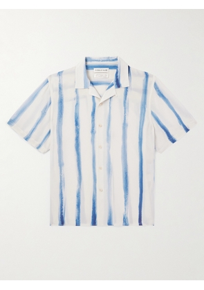 A Kind Of Guise - Gioia Convertible-Collar Striped Silk Crepe de Chine Shirt - Men - Blue - XS