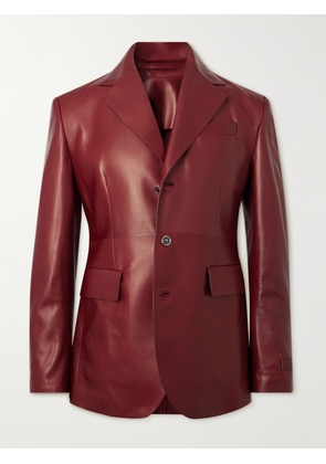 Versace - Slim-Fit Leather Blazer - Men - Red - IT 46