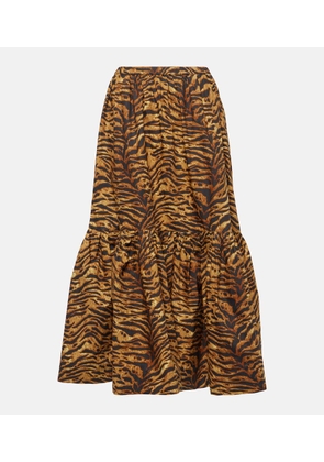 Ganni Leopard-print cotton maxi skirt