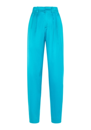 Ralph Lauren - Avrill Pleated Silk Tapered Pants - Blue - US 2 - Moda Operandi