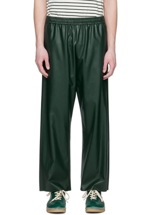 MM6 Maison Margiela Green Faux-Leather Trousers