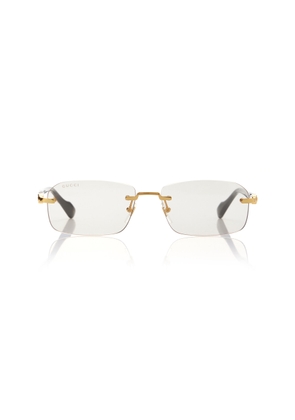 Gucci - Street GG Narrow Rectangular-Frame Metal Sunglasses - Neutral - OS - Moda Operandi