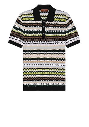 Missoni Short Sleeve Polo in Green & Beige - Green. Size 50 (also in 46, 48, 52).