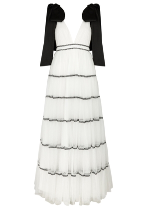 Alice + Olivia Jessalyn Embroidered Tulle Maxi Dress - Off White - 6 (UK10 / S)