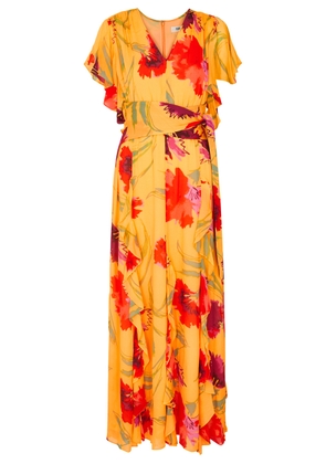 Diane Von Furstenberg Bleuet Floral-print Chiffon Maxi Dress - Yellow - M (UK12 / M)