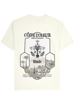 Rhude Azur Mirror Printed Cotton T-shirt - Cream