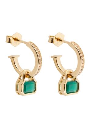 V BY Laura Vann Embellished 18kt Gold-plated Hoop Earrings - Green