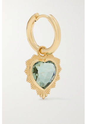 Foundrae - Gemstone Heart 18-karat Gold Prasiolite Single Hoop Earring - Green - One size