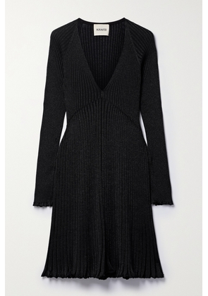 KHAITE - Lucille Metallic Ribbed-knit Midi Dress - Gray - x small,small,medium,large