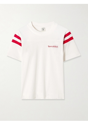 Sporty & Rich - Striped Cotton-jersey T-shirt - White - x small,small,medium,large,x large