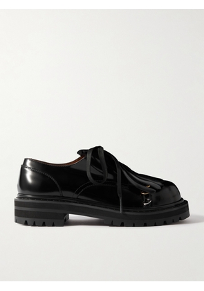 Marni - Dada Embellished Fringed Glossed-leather Derby Shoes - Black - IT35,IT36,IT37,IT38,IT40,IT41