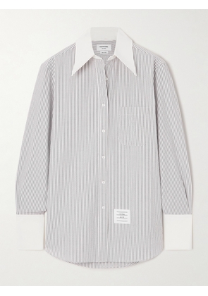 Thom Browne - Striped Poplin-trimmed Cotton Seersucker Shirt - Gray - IT36,IT38,IT40,IT42,IT44,IT46,IT48