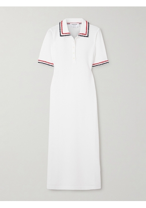 Thom Browne - Embroidered Cotton-piqué Midi Shirt Dress - White - IT36,IT38,IT40,IT42,IT44,IT46