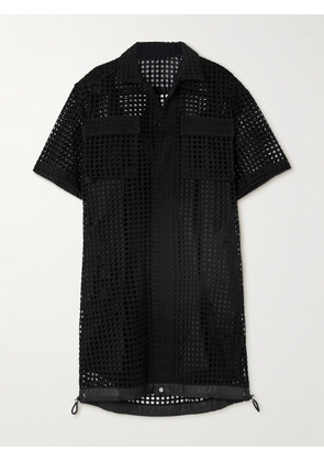 Sacai - Drawstring Broderie Anglaise Cotton Mini Shirt Dress - Black - 1,2,3,4