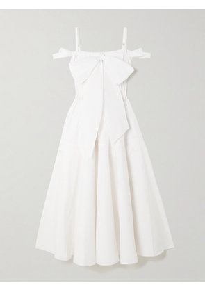 Patou - Cold-shoulder Bow-detailed Shirred Poplin Maxi Dress - White - FR34,FR36,FR38,FR40,FR42,FR44