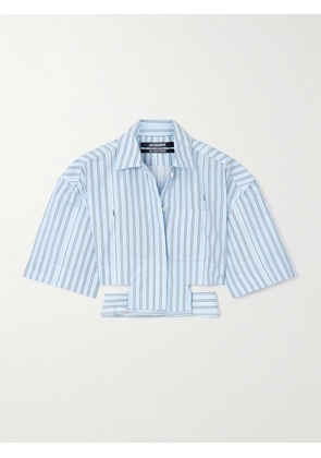 Jacquemus - Bari Cropped Cutout Striped Cotton-poplin Shirt - Blue - FR32,FR34,FR36,FR38,FR40,FR42,FR44