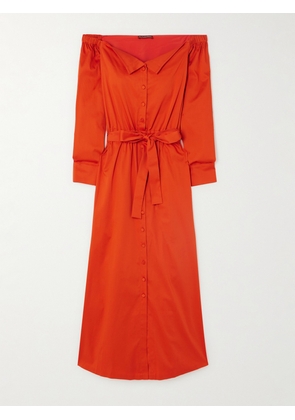 Altuzarra - Zora Off-the-shoulder Belted Cotton-poplin Midi Dress - Orange - FR34,FR36,FR38,FR46